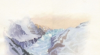 aquarelle-glacier-argentiere-hiver
