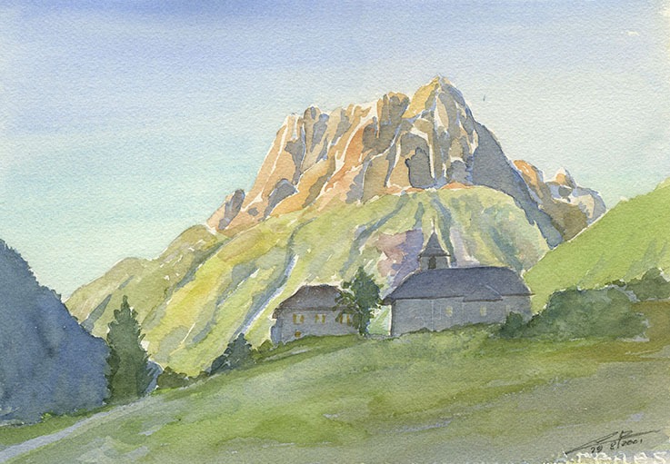 aquarelle-vallorcine-eglise-5