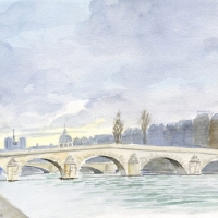 Watercolor-Pont-Royal-Paris
