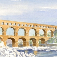 Watercolour-Pont-du-Gard